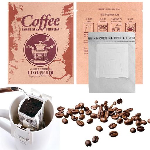 100セットコーヒーフィルターバッグとコーヒーバッグの組み合わせ1~2杯用コーヒーフィルターポータブルオフィス旅行ドリップコーヒーフィルターツールセット(09)