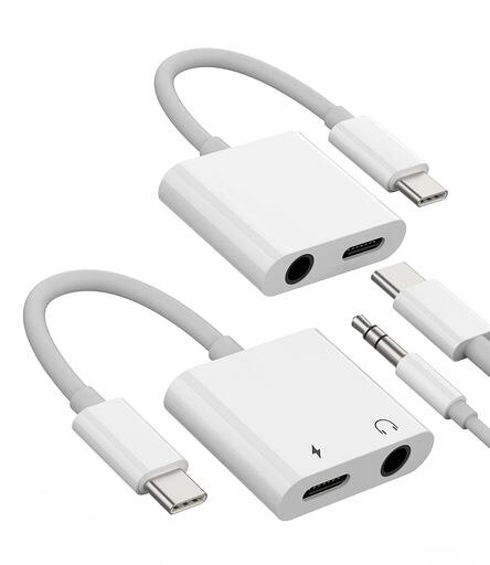 USB-C to 3.5mmイヤホンオーディオアダプター(2個セット)2in1 DAC Type-Cジャック ...