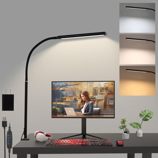 【アップグレードされた84ビーズLED目の保護デスクランプ】このランプは、色温度3000Kの高品質LEDランプビーズ42個と色温度6000Kの42個のビーズで構成されており、まぶしさがなく、ちらつきがありません。ランプシェードは、効果的に光を散乱させ、目を保護するつや消しの柔らかい光のシェードを採用しています。ランプヘッドは放熱性に優れた高品質のアルミニウムで作られており、ランプの耐用年数を効果的に延長します 【3つの色温度】さまざまなシーンのニーズに合わせて3つの色温度を調整できます。暖かい光 (3000K) は暖かく快適な雰囲気を作り出し、体と心をリラックスさせるのに役立ち、就寝前の使用に適しており、体がより良い休息状態に入るのを助けます。自然に近い暖かい白色光 (4000K)。明瞭で快適な照明を提供し、視覚の明瞭さと集中力を維持し、例えば勉強室での読書、執筆、オフィスでの使用に適しています。冷白色光(6000K)は高輝度・高コントラストで注意力や集中力を高め、絵画やデザイン、細かい工作など高い集中力と細かい作業を必要とするシーンに適しています。