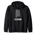 アラバマ州の地図-ALギフトのプレゼントジップパーカー(3)