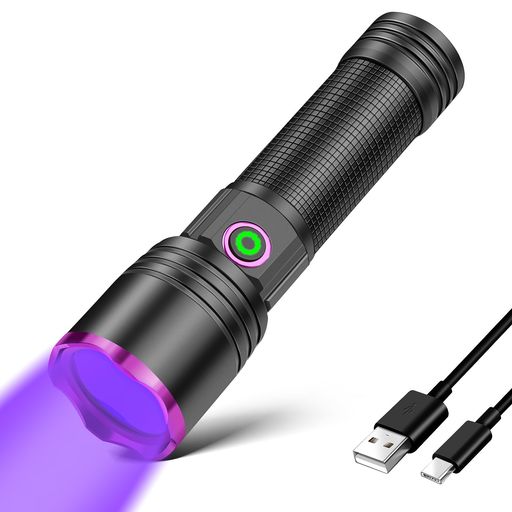 20W 365nm UV ブラックライト 充電式紫外線懐中電灯 アニサキス検査 レジン硬化 鉱石採集 ペット尿 シミ・蛍光剤確認