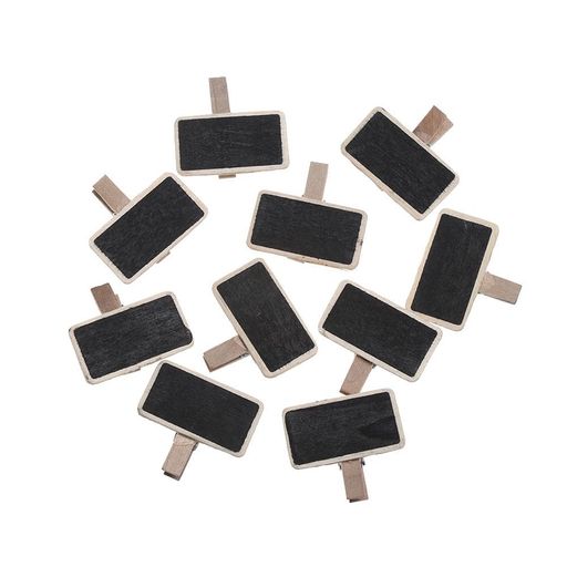 10個ミニ黒板チョークボードメッセージメモクリップ木製価格スタンド通知サインウェディングオーナメントメモラベル