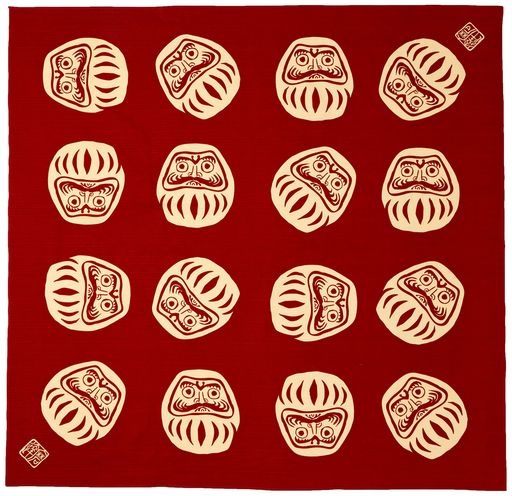 宮本 kenema 日本製 風呂敷 手捺染 大風呂敷 七転八起 赤 90x90cm