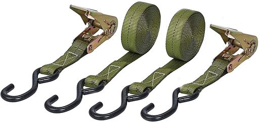 【KOKITEA荷締めベルト】ラッシングベルト、タイダウンベルト、ラチェットベルト、荷締めベルト、フックベルト、ラチェット式ロープ、引越し用ベルトなど呼ばれています 【用途】バンやワンボックスカー、トランポへの車載、ルーフキャリアへ重い荷物の固定、軽トラックやトラック輸送時の荷台への荷物の締めつけ、パレットや台車への荷崩れ防止。運送、運搬、倉庫、港湾作業、 林業、造園、漁業、工場などに使用されています。 【簡単操作】ラチェット式(ラチェットハンドル式)のため、締付け作業(ベルト巻取り)や、ゆるめる作業が誰にでも簡単かつスピーディーに作業できます 【ラバーコーティングS字フック】きなSフックがラバーコーティングされているため、自転車、バイク、サーフボード、ボートなど大切なアイテムを傷つけずに引っ掛けることができます。 【商品詳細】セット内容:2本組 ベルト長:4mまたは6m;ベルト幅:25mm;破断強度:800kg;最大使用荷重:300kg;【カラー】カラー緑色。 商品にご満足頂けなかった場合、ご遠慮なく弊店にお問い合わせください。