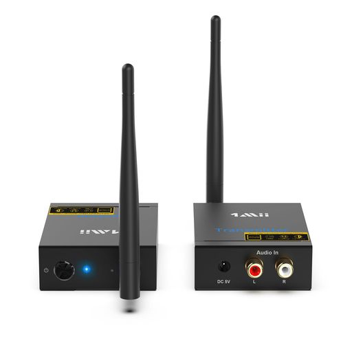 1Miiワイヤレスオーディオトランスミッターレシーバー遅延なし長距離転送RCA出力+入力(送信機+受信機)送受信機セットHiFi音質2.4G