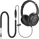 AvantreeHF039ロングコイルコードヘッドフォン(テレビ&PC用)、ボリュームコントロール&ステレオ/モノラル切替機能付き、16.4フィート(5m)延長ケーブル、3.5mm