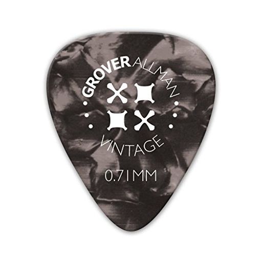 世界で3500万枚以上の販売実績を誇るGROVERALLMANのピックです(10枚セット) ビンテージ・セルロイドピックはトラディショナルな形、スムーズなピッキングと温かい音が特徴です。 ピックがよくしなるので、ストローク、カッティングでのサウンドのバランスが良い 【形状】ティアドロップ【厚さ】0.71mm【色】グレー