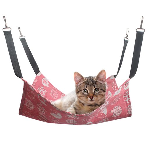 MAEXUS 猫 ハンモック 吊り下げベッド ケージ ゲージ用 猫べッド 春夏用 軽量 通気性 耐荷重10KG ペットベッド 猫用ハンモック 洗濯可能 金属フック 猫はんもっくケージ用 サイズL 53cm x 35cm (…