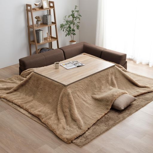 イケヒコこたつ掛け布団上掛け厚い長方形ファリーミルキーベージュ約240x260cm洗えるフェイクファーの..