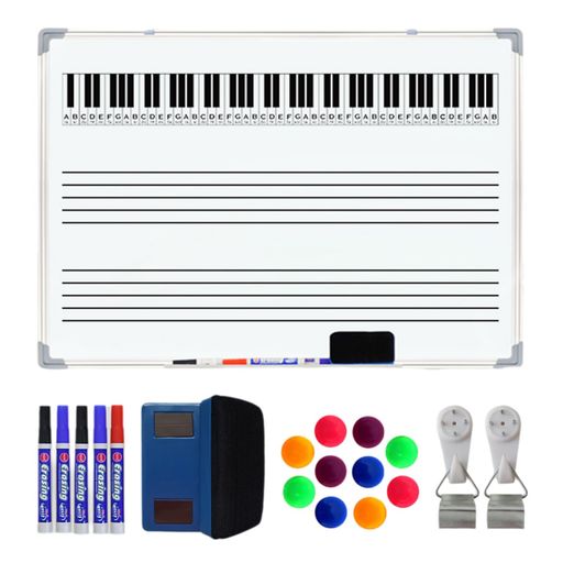 30x40cm壁掛け両面ホワイトボード音楽教育用五線譜付き譜読み練習用ミニ黒板学生用キーボード練習書き..