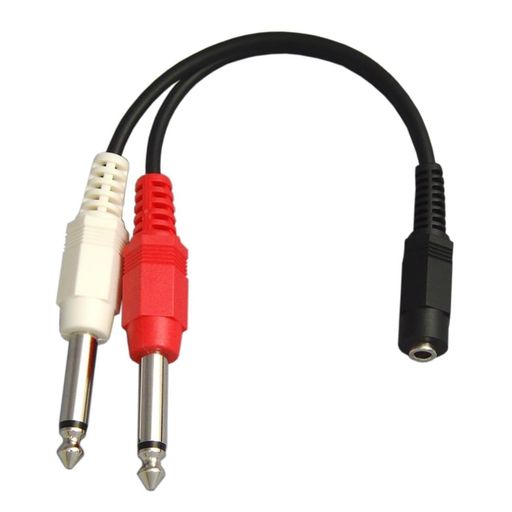 3.5mm ステレオミニジャック(メス) to 6.3mm モノラル標準プラグ(オス)x2 オーディ...