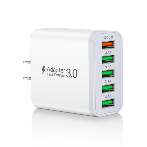 【QC3.0急速充電】この充電器は QC3.0/AFC/2.4Aなどの急速充電プロトコルを採用し、高速充電を実現します。1ポートで最大18Wの高出力充電に対応し、従来の充電器(5V/1A)よりも最大3倍の速さでデバイスを効率的に充電可能です。※QC3.0充電プロトコルに対応したデバイスのみ、急速充電が可能となりますのでご注意ください。 【5台同時に充電】5つのUSBポートで複数デバイスの同時充電が可能。待機時間ゼロで時間を節約し、作業効率を向上。デスク周りをスッキリ整理できる設計で、オフィスやご自宅の清潔な空間を維持します。内蔵のスマートICが接続機器を自動認識し、出力を動的に調整することで、各デバイスに最適な充電電流を供給。 "【多デバイス完全対応‌】USB-A充電器はUSB-Aケーブル接続に対応し、IPHONEおよびANDROID端末の充電が可能です。