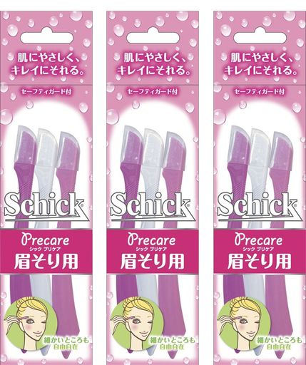 Schick(シック)シックSchickLディスポ使い捨て眉そり用(3本入)x3個セーフィガード付女性カミソリフェイス