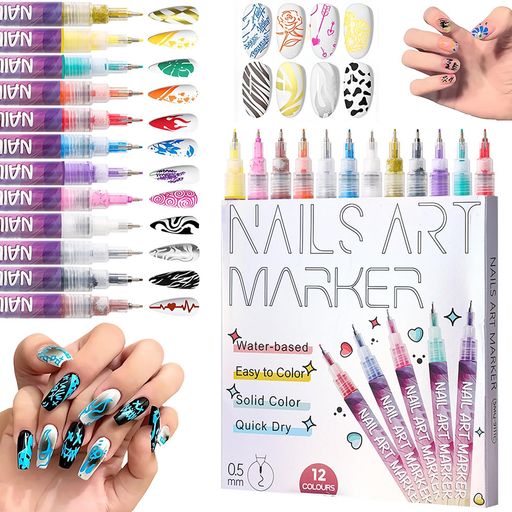 💅【12 色の豊富なカラーで多彩なネイルアートが可能】ビビッドな蛍光色から定番カラーまで、全 12 色のネイルアートマーカーセット。ラインアート、ドット、グラデーション、キャラクターデザインなど、思いのままにネイルを彩れます。 💅【0.5mm 細芯で繊細なラインも自由自在】0.5mm の極細ペン先を採用し、細かいラインや複雑な模様も繊細に描けます。チェック柄、フレーム、デコレーションラインなど、プロ並みのデザインが簡単に実現します。 💅【水性インクで速乾・扱いやすい】水性インクを使用しているため、臭いが少なく扱いやすい。描いた後はすぐに乾く速乾仕様で、滲みにくく、初心者の方でも失敗しにくいのが魅力です。 💅【アクリル絵の具感覚で発色が鮮やか】発色の良いインクを採用し、一度描くと鮮やかな発色が長持ち。ベースカラーの上からもしっかり色が乗り、ネイルアートの幅を広げます。 💅【初心者からプロまで使える万能ネイルツール】ネイルアート初心者の練習用にも、プロのサロンでのデザイン作業にも最適。セルフネイルのバリエーションを増やしたい方におすすめです。