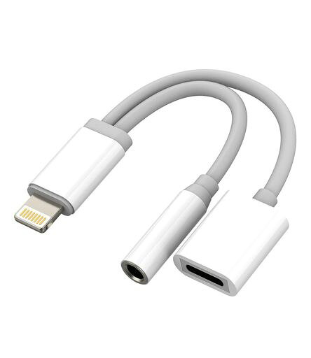 Lightning to 3.5mmイヤホンアダプター 対応iPhone用 2in1デザイン オーディオ分岐アダプター