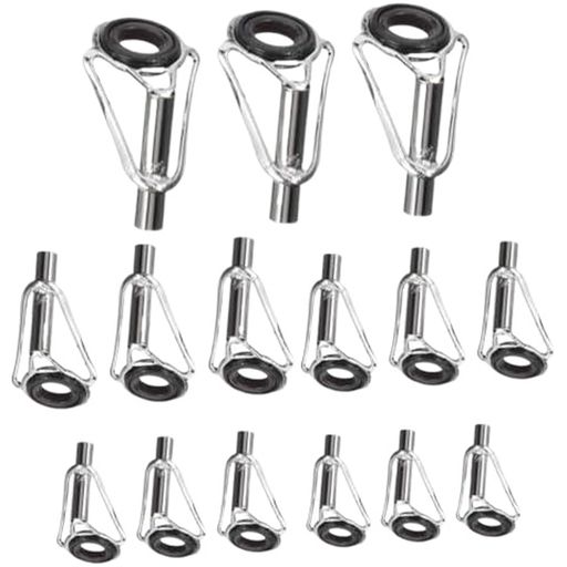 BLOOPICトップガイド15点セットステンレスセラミック釣り竿修理キットトップガイドガイド内径1.6mm1.8m..