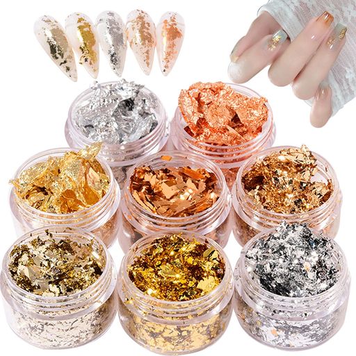 ネイル 金箔 銀箔 フレーク 8色セット ネイルグリッター ラメ カラフル キラキラ ...