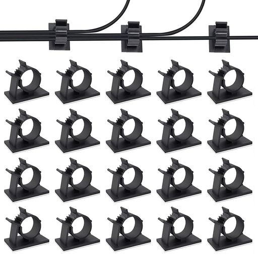 ケーブル収納ケーブルクリップケーブルホルダーコードフックケーブル収納階段調節可能結束固定ベース接着ワイヤーコード粘着シート付20個入り
