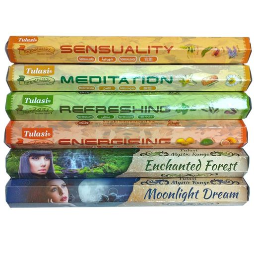リラクゼーション 商品サイズ(幅x奥行x高さ):18cmx3cmx25cm 原産国:インド 内容量:1箱あたり約20本入りx6種類 画像はイメージです。