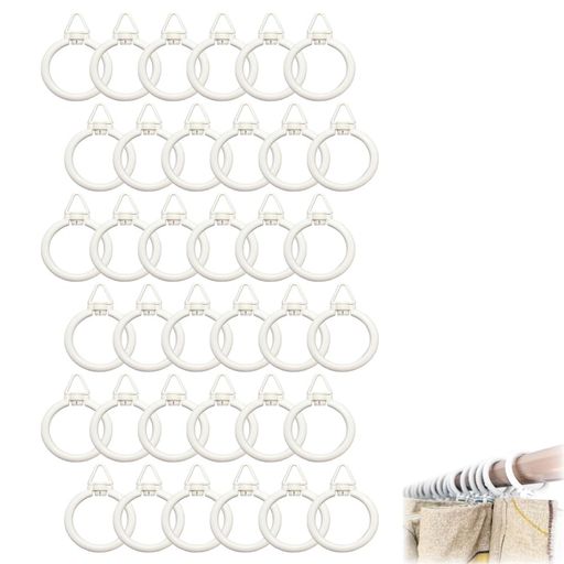 BOOHUQICHカーテンリングリングランナーカーテン突っ張り棒用フックポータブル耐久性内径35mm36個入り