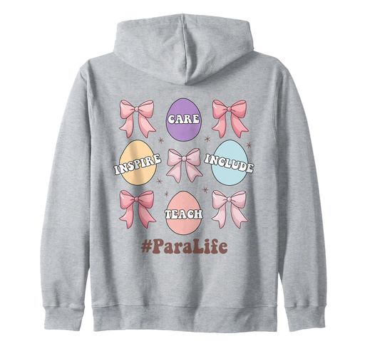 PARA LIFE - パステルエッグ、ピンクのリボン、ポジティブな形容詞がパラプロへの感謝を示すイースターデザイン - イースターを祝う PARAPROFESSIONALパライースター感謝エッグ コケットリボン レトロスタイルデザイン 素材構成: 杢グレー: 綿93%, ポリエステル7% その他のカラー: 綿100%