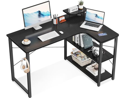 ODKゲーミングデスクL字パソコンデスク幅110デスクDESK机PCデスク棚付きオフィスワーク在宅勤務桌子勉強机組立簡単ブラック右棚 ODKゲーミングデスクL字パソコンデスク幅110デスクDESK机PCデスク棚付きオフィスワーク在宅勤務桌子勉強机組立簡単ブラック右棚