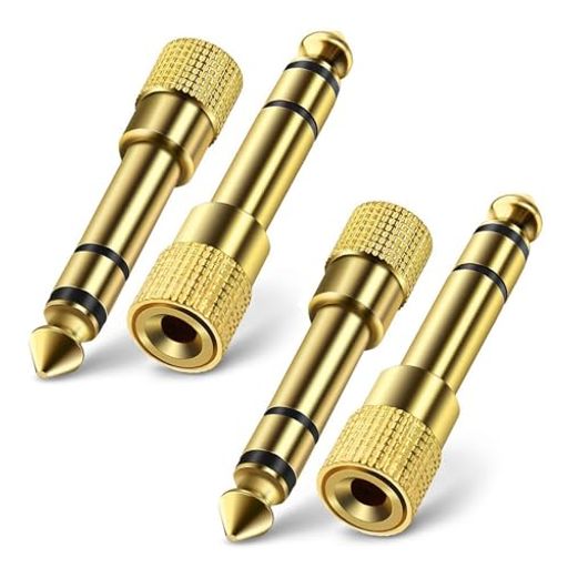 YFFSFDCイヤホンジャック変換プラグ4個セット6.35mmto3.5mm金メッキコネクタステレ...