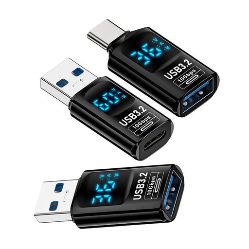 NFHK3pcs/lotのUSB3.2のタイプAのアダプターへのタイプCのスマートなLEDの表示USB-C10Gbpsデータ流れ電圧急速な充満監視の表示テスターの探知器
