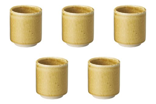 5個セットイエロー土物湯呑[7x8cm(200cc)]|湯呑陶器(土物)セトモノホンポ(Setomonohonpo)