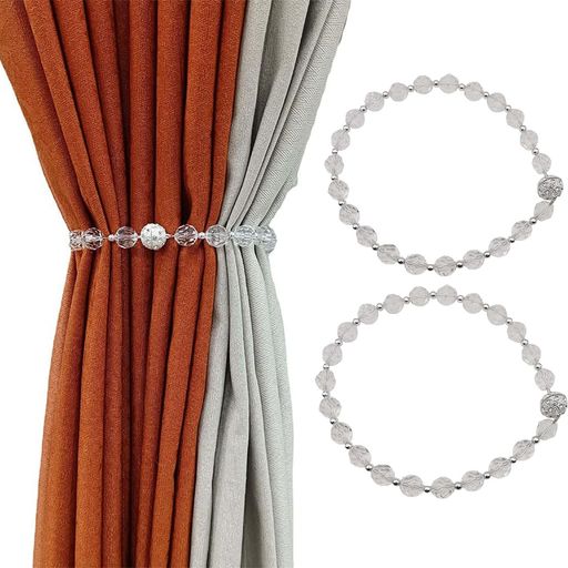 Dopommyカーテンタッセルマグネットカーテンふさかけカーテン留めパールタッセルフックおしゃれ強力磁石部屋飾り40cm2個セット