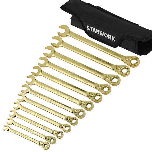 樂天商城 - STARWORKTRUEMECHANICTMGPlatingTM12本組.2-IN-1120Tラチェットレンチセット、プロフェッショナル収納袋付