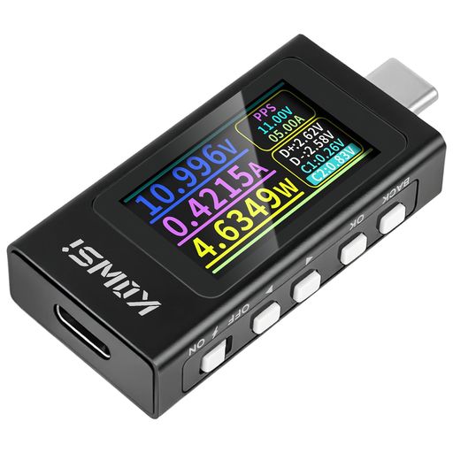 電流電圧チェッカー、USBCパワーメーター3-36V0-12APD3.1QC4.0PDOデコード機能搭載、高精度双方向測定..