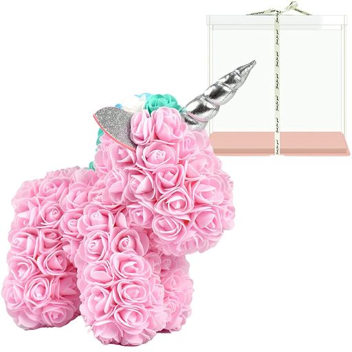 FLORASHOW ローズユニコーン ソフトローズ 手作りローズ 造花 枯れない花 母の日 クリスマス 新年 バレンタインデー ギフト (ピンク)