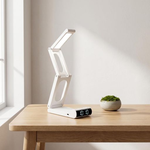 YAVINCOL 折りたたみ式 LED デスクライト 1200mAh 充電式 目に優しい 3色調色 無段階調光 アラーム/タイマー機能付き 持ち運び可能 学習/読書/寝室用(長方形-ホワイト)