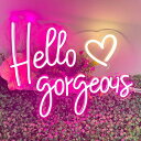 HelloGorgeousネオンサイン壁の装飾、女の子の寝室、ホテル、カフェロマンチックなLedピンクネオンライトサイン、結婚式、ギフト、パーティー、母の日の装...