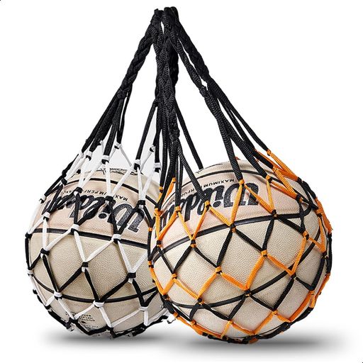 ボール バスケットボール ネット バレーボール サッカー 収納ボールネット 簡易ボールバッグ ボールバッグ 2色入り 手編み 網袋 持ち運び ボール収納 2個セット ちょつけい25cm (ブラック…