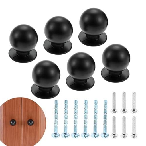 取っ手 つまみ ノブ 単孔 取っ手 ブラック 引き出しつまみ 22mm Mgoodoo 引き出し キャビネット 6個セット+12個ネジ付き 亜鉛合金 つや消し おしゃれ たんす 引き出し 戸棚 家具 扉 金物 食器棚…