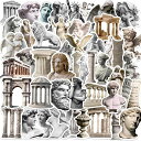 レトロ古代ギリシャ・ローマの歴史芸術シール50枚、ノートパソコン、水瓶、スクラップブック、ジャーナルに適したローマ式芸術彫刻シール