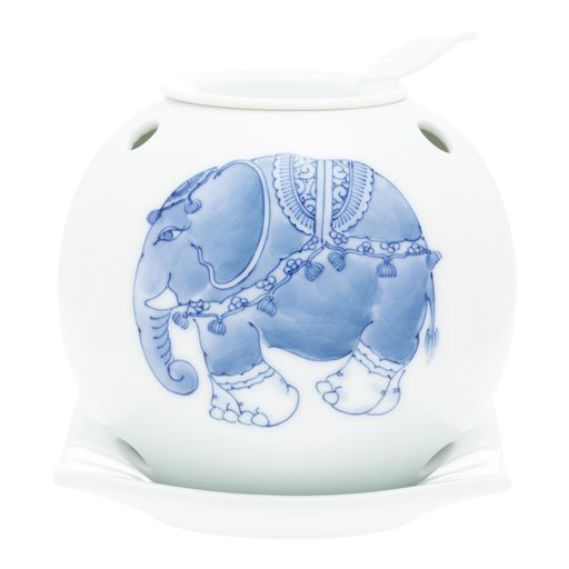 平戸松山窯茶香炉象世知原茶10g入り直径10x高さ11cm