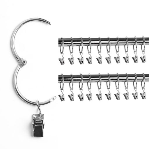 カーテンリングカーテンリングクリップカーテンクリップフック開口設計内径38mm取付簡単スチール製20個..