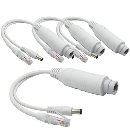 ANVISION 4パックアクティブ48V〜12V防水PoEスプリッターアダプター、IPカメラAP Voip Phoneなど向けのIEEE 802.3af準拠10 / 100Mbps、ホワイト