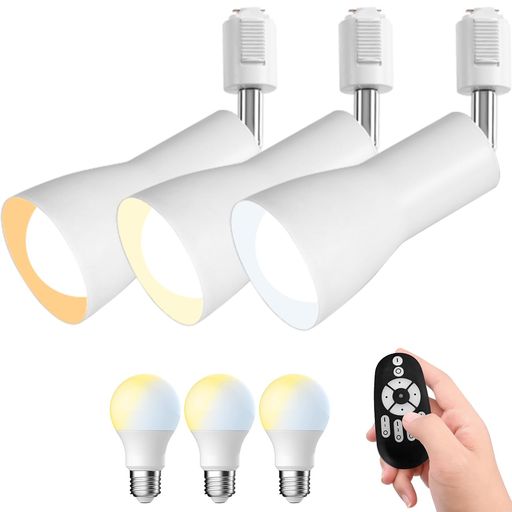 Pirlampダクトレール用スポットライト3個セット消費電力8.3W(60W形相当)900LME26口金LED電球付きリモコ..
