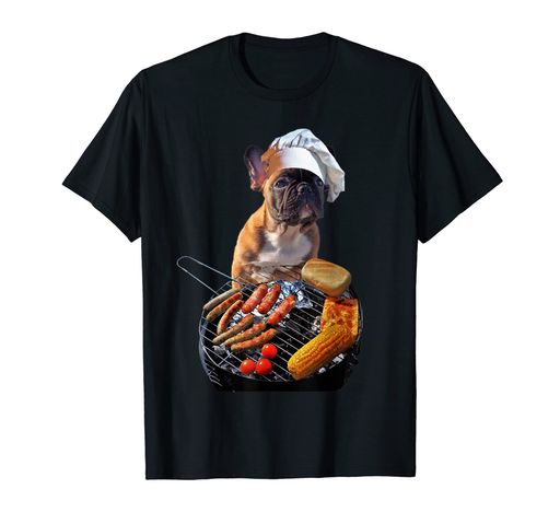 フレンチブルドッグ 犬 食べる BBQ シェフ 料理 バーベキュー おもしろい かわいい