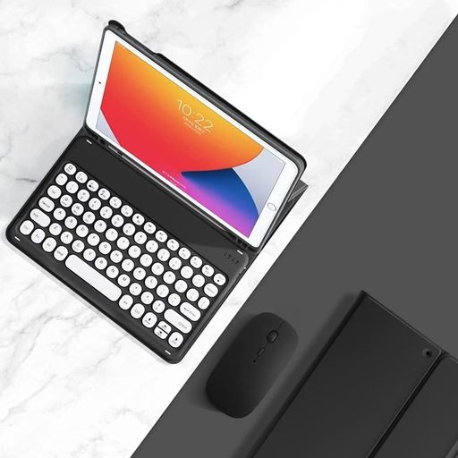 対応機種: 2021年発売 iPad 第9世代 10.2インチ モデル番号 (背面カバー):A2602 A2604 A2603 A2605 &amp; iPad 第8世代 10.2インチ 2020年発売モデル番号 (背面カバー):A2270 , A2428 , A2429 , A2430 &amp; iPad 第7世代 )10.2インチ 2019年発売モデル番号:A2197 , A2200 , A2198 &amp; iPadAir3 (モデル番号:A2152/A2123/A2153)&amp; iPadPro10.5(モデル番号:A1701/A1709) ワイヤレスマウス付き:キーボードケースとマウス付のセットで使い勝手がよい、iPadはまるでノートパソコンのように利用できます。マウスはBluetoothで接続簡単、充電式で便利。 丸型キーカラーキーボード:iPad9 iPad8 iPad7 iPadAir3 iPadPro10.5 マグネット分離式キーボードは接続簡単、持ち運び便利。人気お洒落可愛い丸型キー、鮮やかなカラーでビジネスや学生達に人気です。