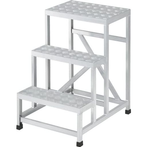 TRUSCO アルミ製溶接一体構造型作業台 三段縞板タイプ(完成品) W600xD800xH750