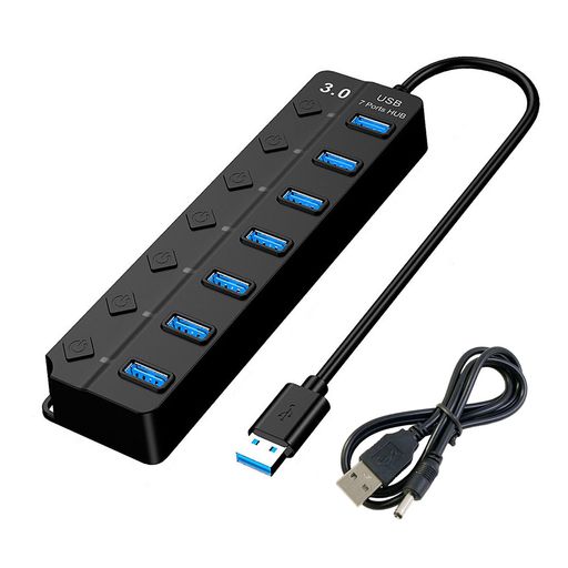 ALLVDUSBハブ7ポートUSB3.0ハブ30CMケーブル付き5Gbps超高速転送PC、ノートパソコン、フラッシュメモリドライブ、モバイルハードディスク、Windows/XPS/MacOS/Linux用