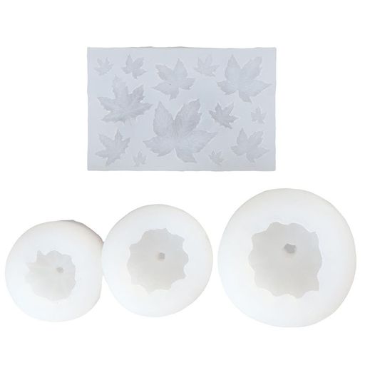 Qicarkeyパンプキンキャンドルシリコンモールド4個、3Dカボチャの葉の形の樹脂モールド、キャンドル、..