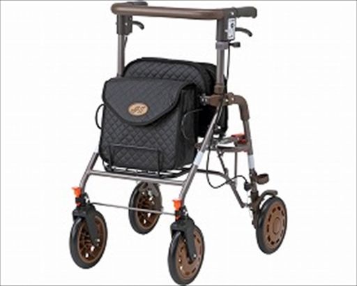 座面を下ろすとブレーキが連動する「安全・安心」な歩行器 左右の前輪が繋がっていてタイヤが常に同じ方向を向くので直進性が高く操作しやすい バッグはシックなデザインで高級感を演出します 左右のブレーキも連動していてより安全に使用できます 収納時は簡単に折り畳みできます
