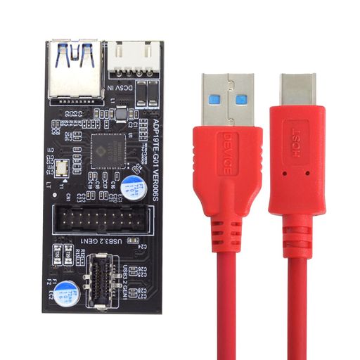 CYType-CUSB-C&19/20ピンヘッダーからUSB3.020ピン&Type-EデュアルポートメスPCBAタイプアダプタスプリ..