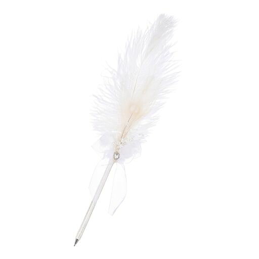 仕様:ペンカラー:ホワイト;インクカラー:黒;材質:メタル、パール、リボン;全体サイズ:45cm/17.72インチ;羽根サイズ:29x14cm/11.42x5.51インチ(縦x横);ペン軸:8mm/0.31インチ(直径);ペン先サイズ:1mm/0.04インチ;パッキングリスト:フェザーペン1本 ダチョウの羽根と上品なデザイン、パールライトストーンとリボンで装飾されたこのフェザーペンは、ウェディング、パーティー、誕生日、招待状、記念日、事務所、ホームなどの様々な情景で使用でき、サインの際に優雅でクラシックな雰囲気を作り出します。 特徴:耐久性に優れたメタル素材:ペン先はメタル製で色褪せにくく、ペン軸は細身で握りやすく、書き心地がかいてきです。スムーズな書き味:1mmのペン先でなめらかに書きやすく、インク漏れしにくいため、ストレスフリーな書き体験を提供します。 使い方:このフェザーペンは、事務所用品や文房具として書き物、サイン、書道練習に使用できるほか、テーブルに置いてウェディングの招待状やサインブックに記入するのにも最適です。